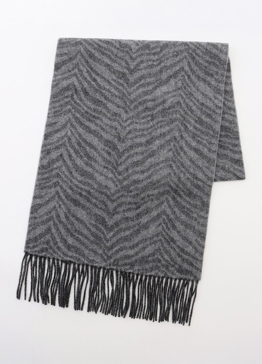 動物紋混羊絨圍巾